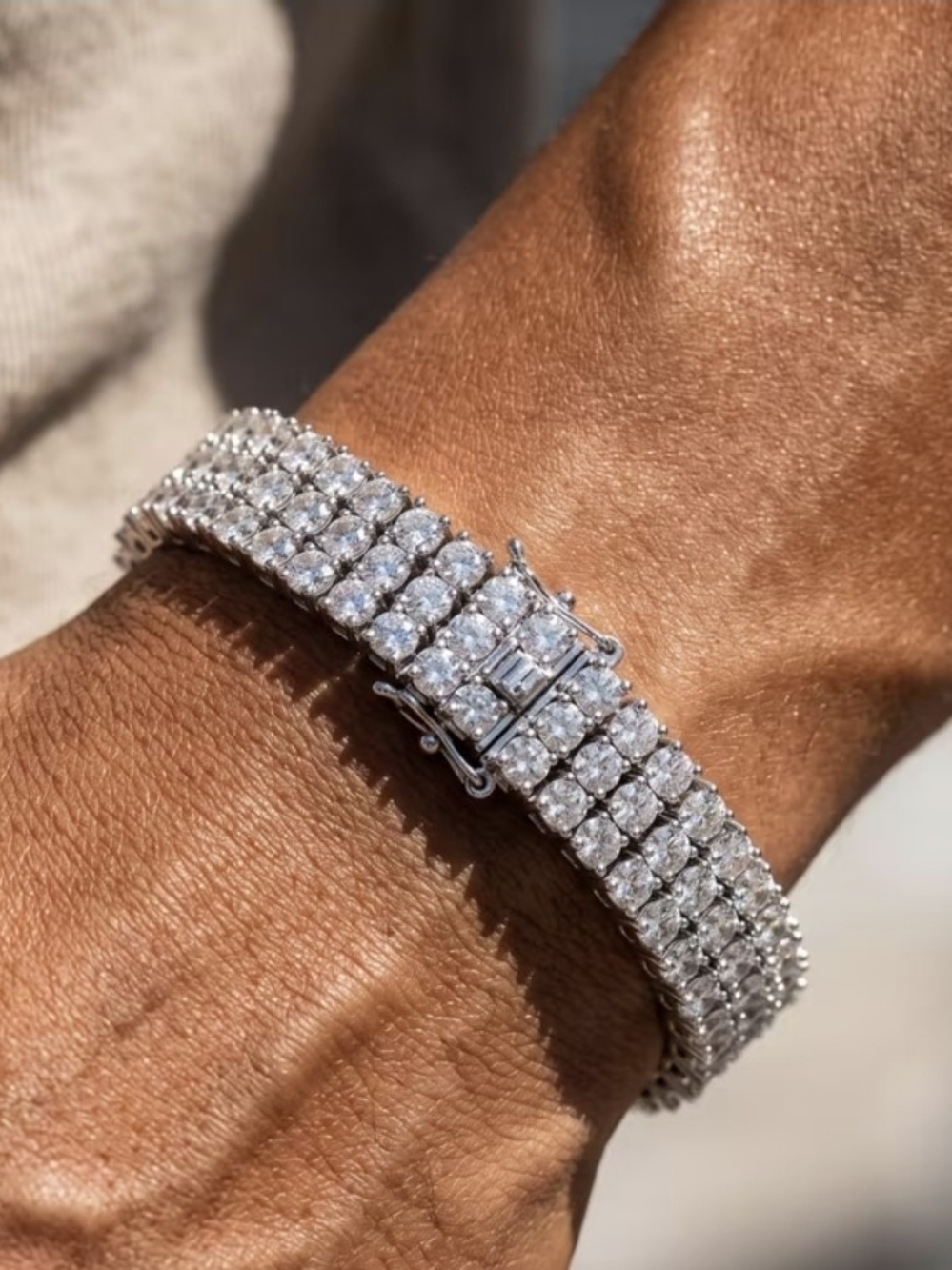 VVS1 Triple Row 3MM Moissanite Tennis Bracelet * New 6.89 Inch